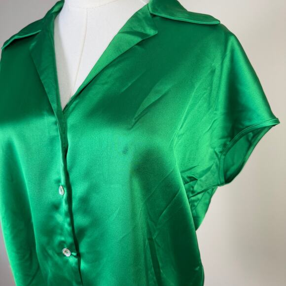 Rachel Zoe Button Up Tie Sleeveless Satin Top US Women's S - Picture 5 of 6